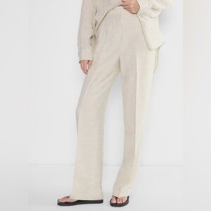 Aritzia The Effortless Pant Cruiselinen Natural Ecru $148 Linen Size 4 Tall